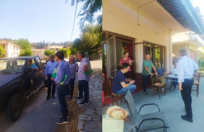 Επίσκεψη Οδ. Κωνσταντινόπουλου στα πυρόπληκτα χωριά της Γορτυνίας