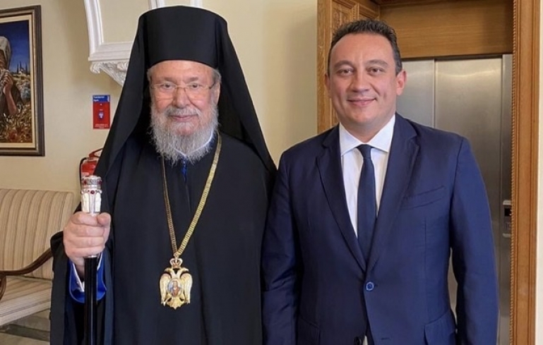 Συνάντηση Βλάση με τον Αρχιεπίσκοπο Νέας Ιουστινιανής &amp; πάσης Κύπρου κ. Χρυσόστομο