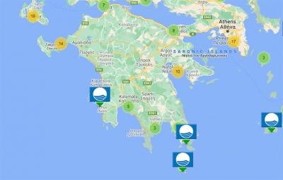 Οι 35 &quot;Γαλάζιες&quot; Παραλίες στην Πελοπόννησο - Κατάλογος βραβευμένων ακτών 2021