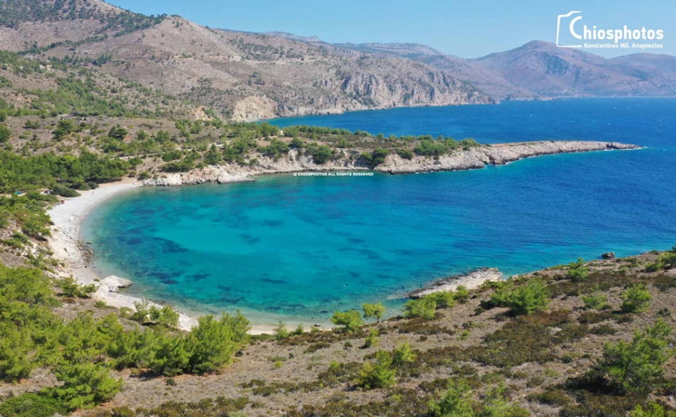 Παραλία Τηγάνι: Μία από τις ομορφότερες της δυτικής Χίου με γαλαζοπράσινα νερά (ΒΙΝΤΕΟ &amp; ΦΩΤΟ)