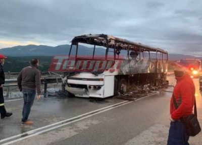 Αχαΐα: Σχολικό λεωφορείο τυλίχθηκε στις φλόγες λίγο πριν παραλάβει μαθητές (vids)