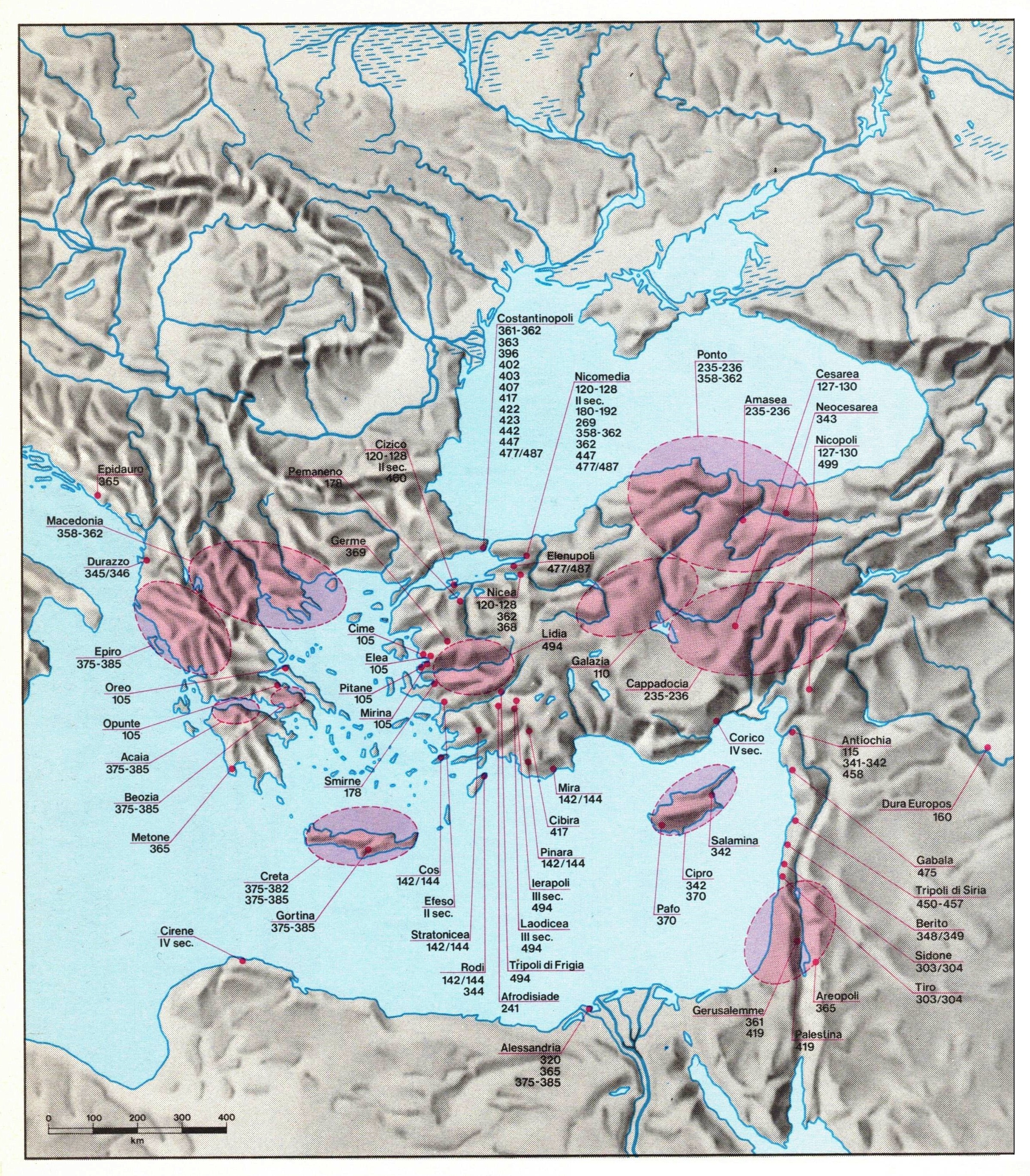 4 Αποτελέσματα σεισμών στη Μεσόγειο μεταξύ 2ου 4ου αιώνα μ.Χ. Πηγή Εθνικό Ινστιτούτο Γεωφυσικής Ρώμης
